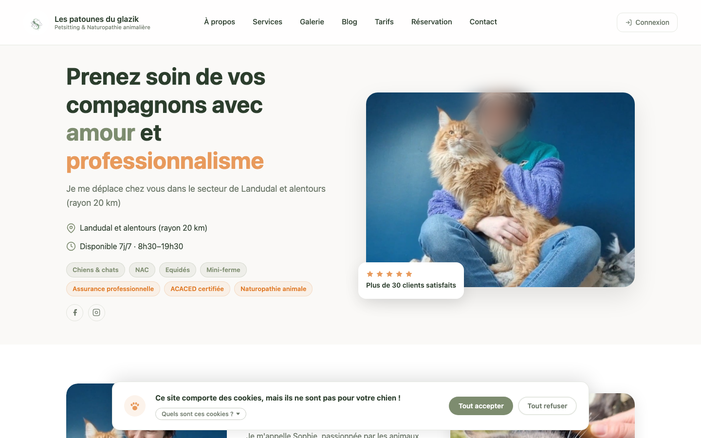 Page d'accueil du site Les patounes du glazik